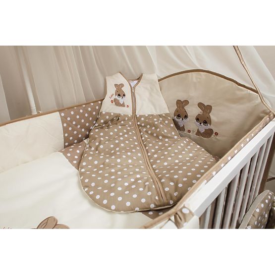 Set de așternuturi de pat pentru copii 135 x 100 cm.cu tema unui iepuraș maro