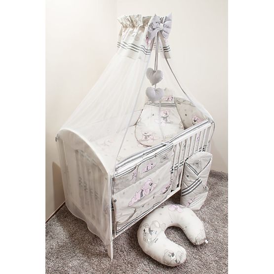 Set de așternuturi de patuț pentru copii 135 x 100 cm de culoarea gri