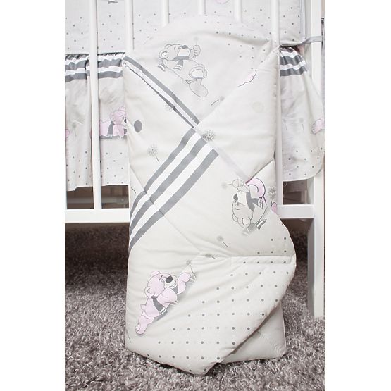 Set de așternuturi de patuț pentru copii 135 x 100 cm de culoarea gri