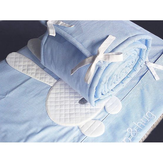 Set de asternuturi pentru patut in 3 piese sleep & hug-albastru