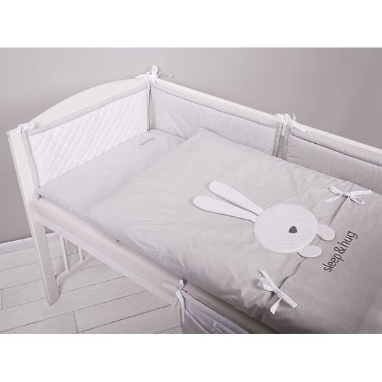 Set de asternuturi pentru patut in 3 piese sleep & hug-albastru