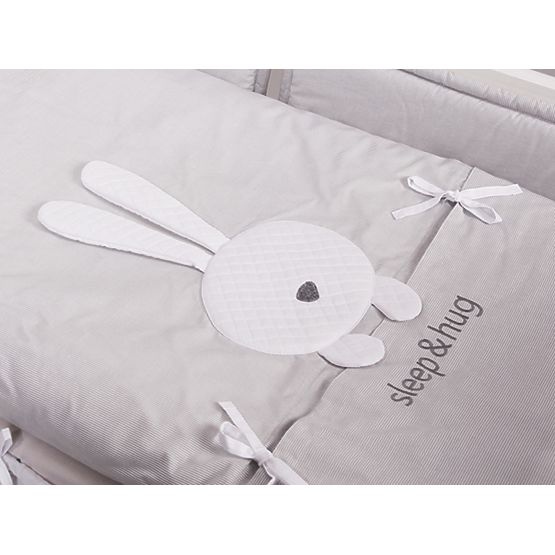 Set de asternuturi pentru patut in 3 piese sleep & hug-albastru