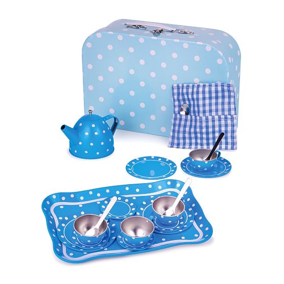 Set de ceai cu buline albastre Bigjigs Toys