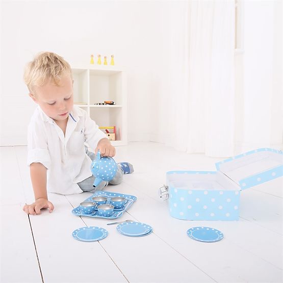 Set de ceai cu buline albastre Bigjigs Toys