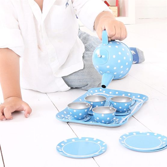 Set de ceai cu buline albastre Bigjigs Toys