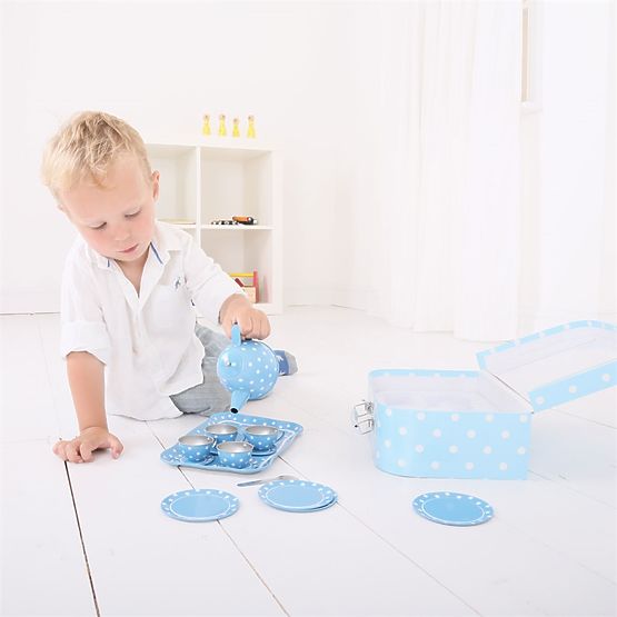 Set de ceai cu buline albastre Bigjigs Toys