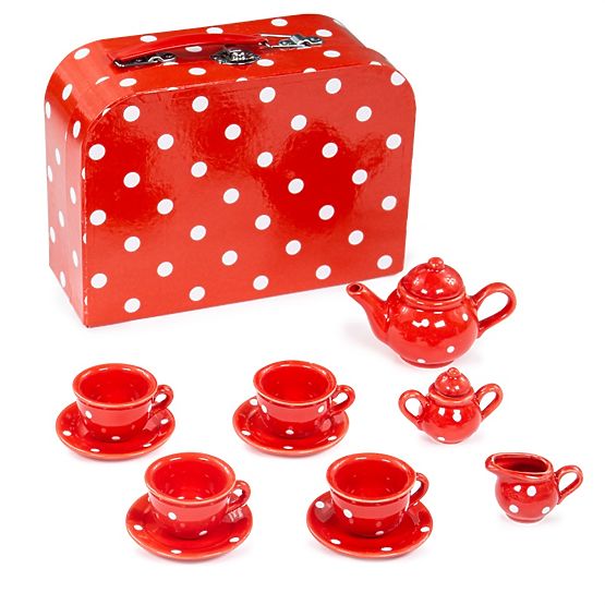 Set de ceai cu buline roșii Bigjigs Toys