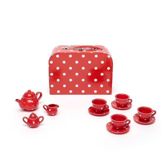 Set de ceai cu buline roșii Bigjigs Toys