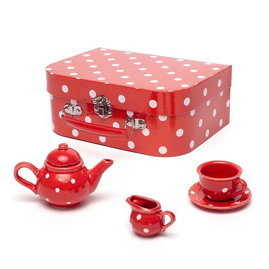 Set de ceai cu buline roșii Bigjigs Toys