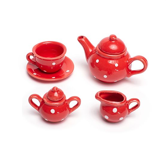 Set de ceai cu buline roșii Bigjigs Toys