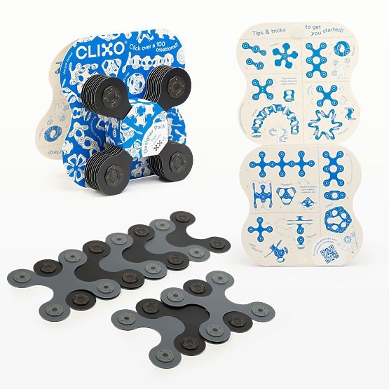 Set de construcție magnetică Designer Pack Clixo, Negru