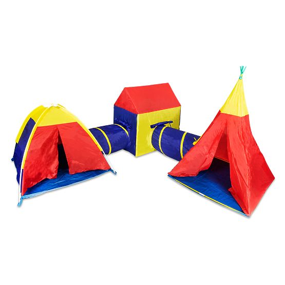 Set de corturi pentru copii 5 în 1 căsuță + tuneluri IPLAY