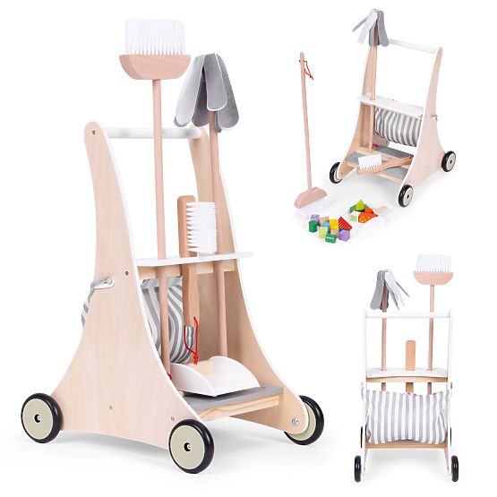 Set de curățenie din lemn cu cărucior ECOTOYS
