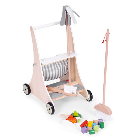 Set de curățenie din lemn cu cărucior ECOTOYS