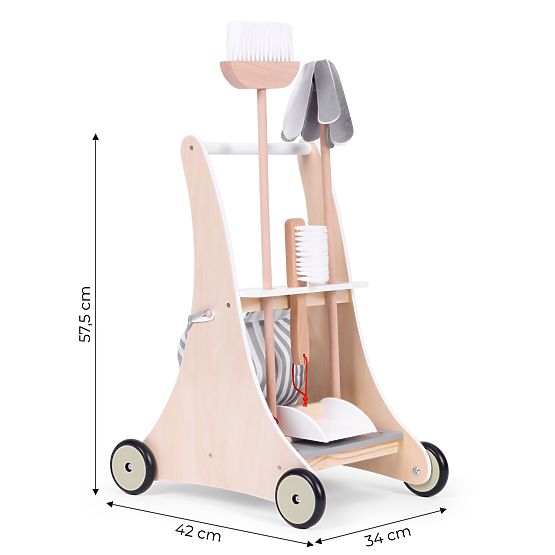 Set de curățenie din lemn cu cărucior ECOTOYS