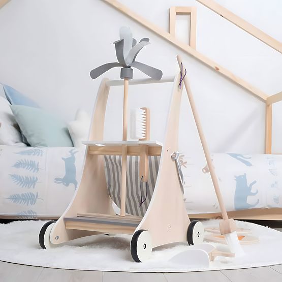 Set de curățenie din lemn cu cărucior ECOTOYS