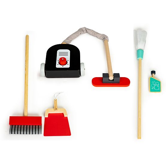 Set de curățenie din lemn cu cărucior XXL și aspirator ECOTOYS