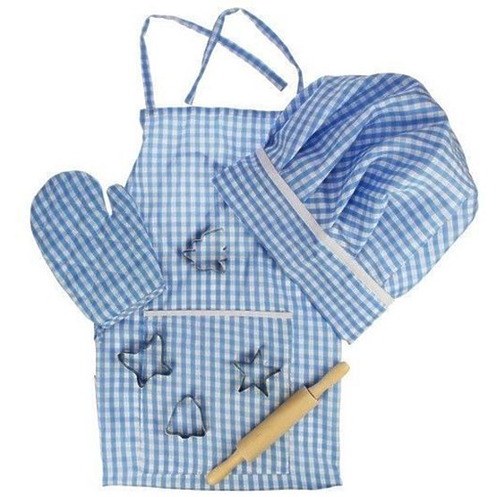 Set de gătit albastru cu șorț