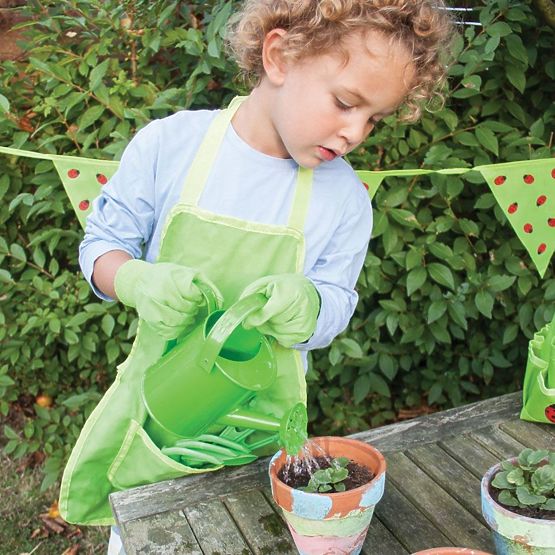 Set de instrumente de grădină Bigjigs Toys în geantă de pânză verde