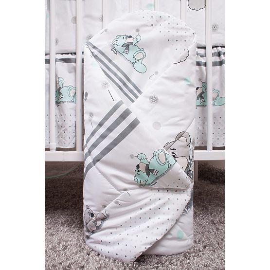 Set de lenjerie de pat cu ursuleți de plus de 120 x 90 cm-verde