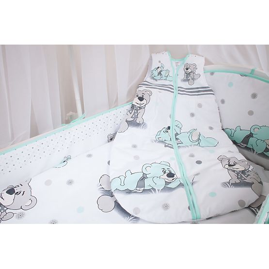 Set de lenjerie de pat cu ursuleți de plus de 120 x 90 cm-verde