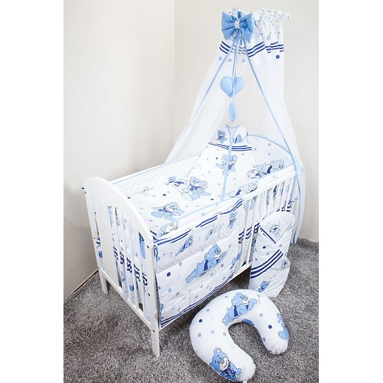 Set de lenjerie de pat cu ursuleți de plus de 135 x 100 cm-albastru