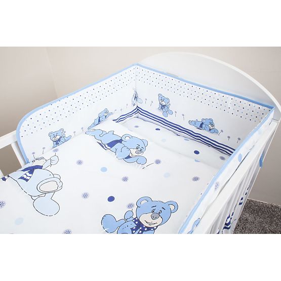 Set de lenjerie de pat cu ursuleți de plus de 135 x 100 cm-albastru