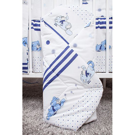 Set de lenjerie de pat cu ursuleți de plus de 135 x 100 cm-albastru
