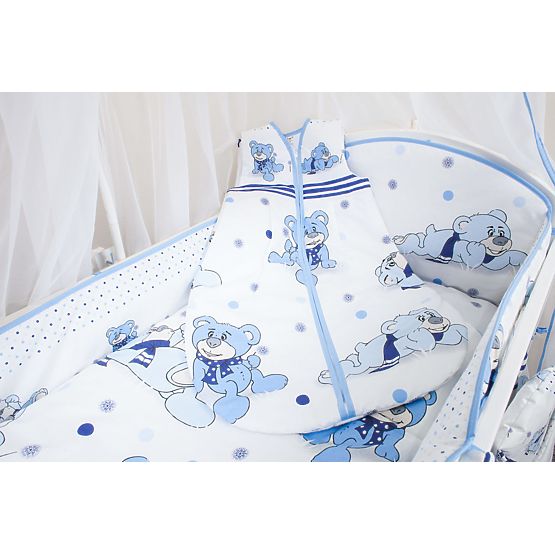 Set de lenjerie de pat cu ursuleți de plus de 135 x 100 cm-albastru