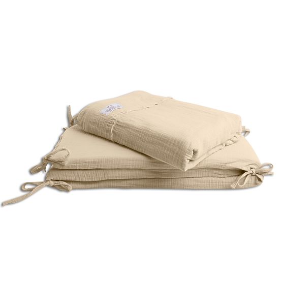 Set de lenjerie de pat din muselină Heavens 3 piese - bej