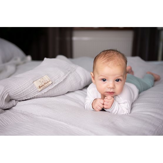 Set de lenjerie de pat din muselină Heavens 3 piese - gri deschis