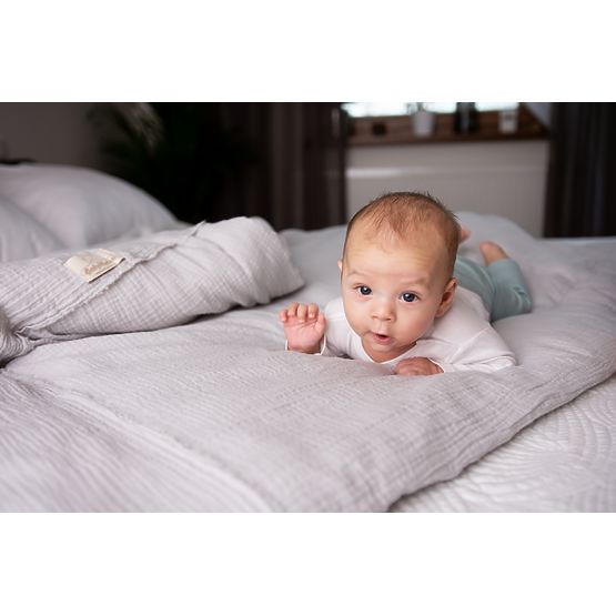 Set de lenjerie de pat din muselină Heavens 3 piese - gri deschis