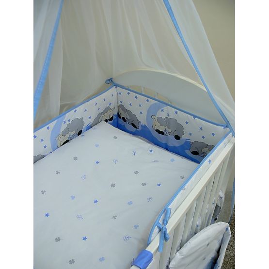 Set de lenjerie de pat pentru pătuțuri 135 x 100 cm-cu tema unui miel-albastre