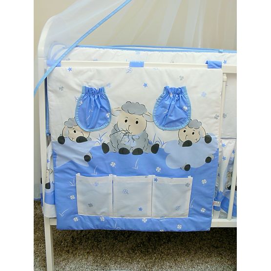 Set de lenjerie de pat pentru pătuțuri 135 x 100 cm-cu tema unui miel-albastre