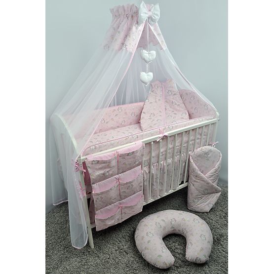 Set de lenjerie de pat pentru pătuțurile de copii 135 x 100 cm cu tematica unor ponei-roz