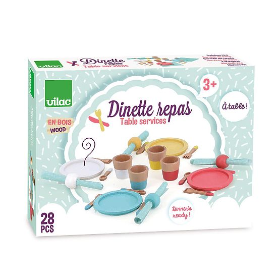 Set de masă din lemn Vilac, 28 piese