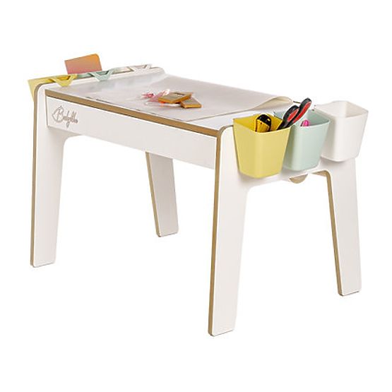 Set de masă și două scaune pentru copii cu accesorii - alb