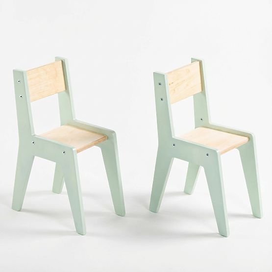 Set de masă și două scaune pentru copii cu accesorii - mentă