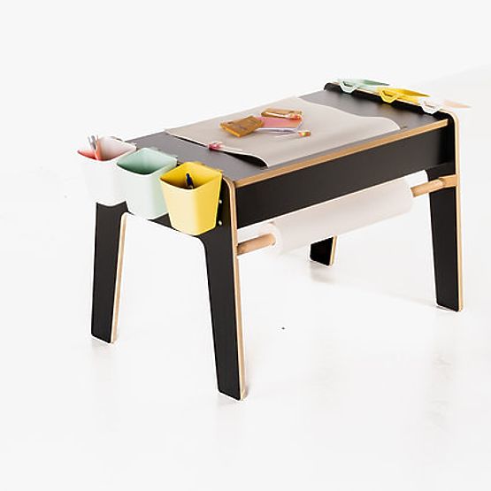 Set de masă și două scaune pentru copii cu accesorii - negru