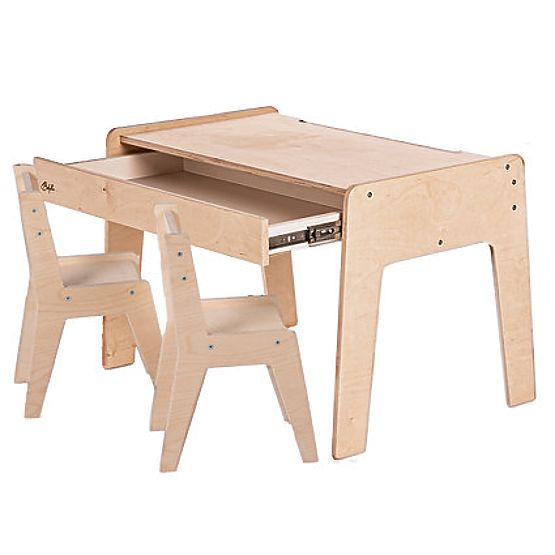 Set de masă și două scaune pentru copii cu accesorii