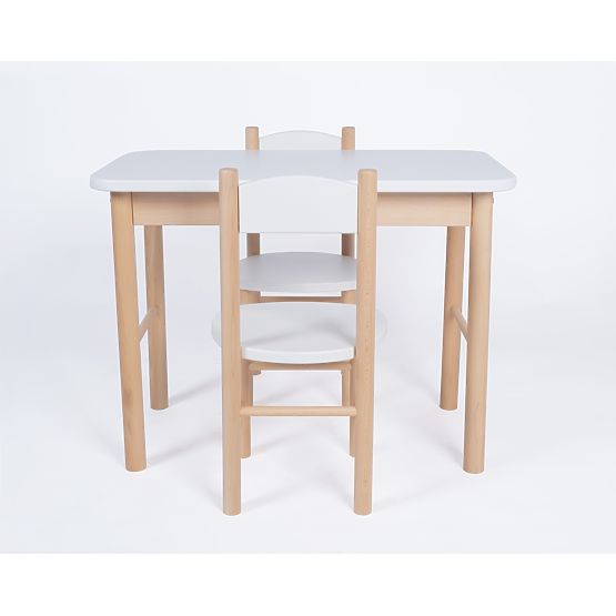 Set de masă și scaun Simple - alb