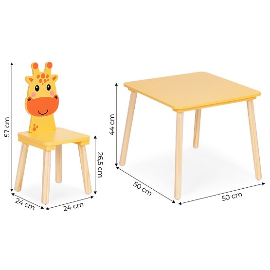 Set de mobilier pentru copii masă + 2 scaune girafă ECOTOYS