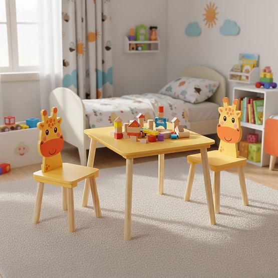 Set de mobilier pentru copii masă + 2 scaune girafă ECOTOYS
