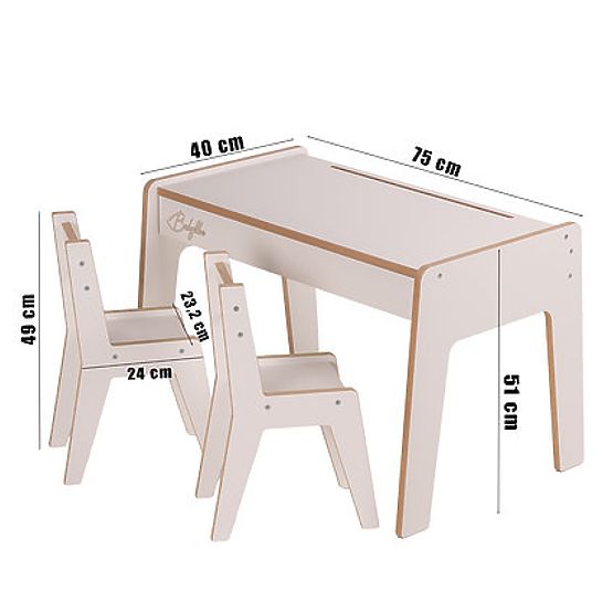 Set de mobilier pentru copii masă și două scaune cu accesorii - gri