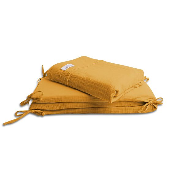 Set de pat Heavens Muslin 3 piese - Mustar