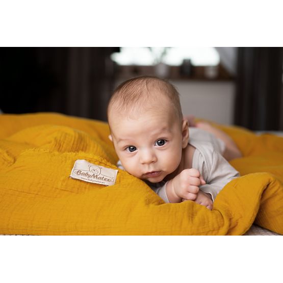 Set de pat Heavens Muslin 3 piese - Mustar