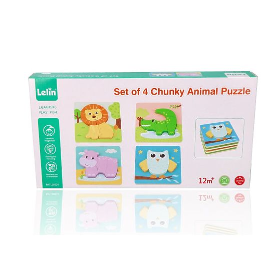 Set de patru puzzle-uri cu animale