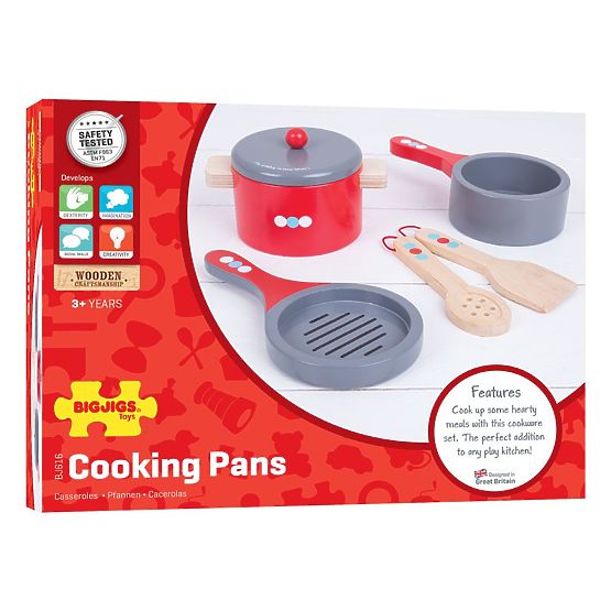 Set de veselă din lemn cu buline Bigjigs Toys