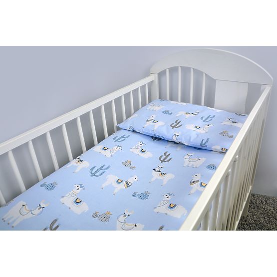 set lenjerie la cribs 120x90 cm lama - albastru