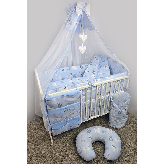 set lenjerie la cribs 120x90 cm lama - albastru